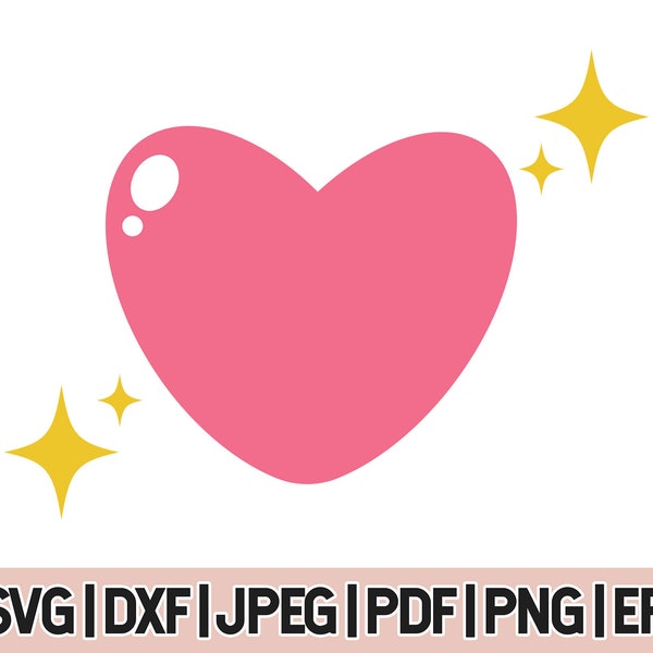 Cute Heart Svg, Kawaii Heart svg, Anime Heart Png, Baby Onesies svg Clip Art