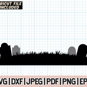 Graveyard SVG, Simple Cemetery SVG, Halloween PNG, Halloween Graveyard ...