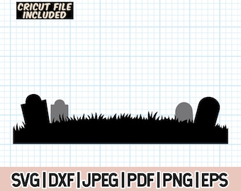 Graveyard SVG, Simple Cemetery SVG, Halloween PNG, Halloween Graveyard svg, Spooky Graveyard, Halloween Decor