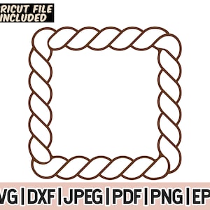 Square rope border svg, Rope Square Svg, Square Rope Clipart, Square Rope Border Png, Rope Border Dxf, cut file for cricut and silhouette