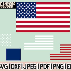 American Flag Cut Layer Svg And Png, Layered American flag svg, USA flag clipart, Us flag svg, US flag Cricut, Patriot svg file