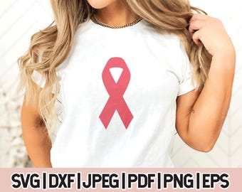 Awareness Ribbon SVG, Breast Cancer Ribbon SVG,  Breast Cancer Ribbon SVG, Survivor Ribbon Svg, File For Cricut, Dxf, Png, Svg
