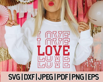Love Svg, Love Svg Plik Do Koszulek, Love Powtarzaj Tekst Plik Do Cięcia Dla Cricut