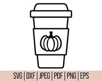 Pumpkin Spice Latte Cup Svg - Natychmiastowe pobieranie, Pumpkin Spice Latte, Jesienne cyfrowe pobieranie (Png, Dxf, Svg, Jpg, Pdf)