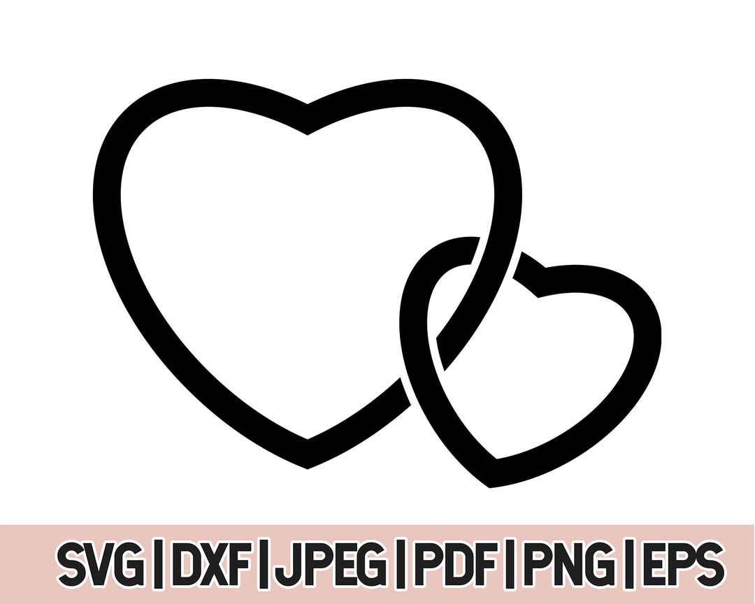 Double Heart Outline Svg, Two Hearts SVG Outline - Etsy