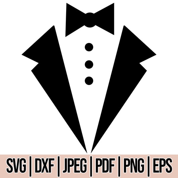 Tuxedo Bow Tie Svg, Suit And Bow Tie SVG, PNG, Eps, dxf, Pdf, jpg digital download