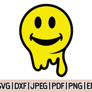 Drippy Smiley SVG, Melted Face svg, Happy Face Drip svg, Trendy Smiley Face Svg, Melting Smile Face Svg