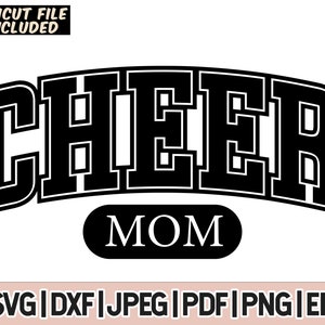 チアママバーシティSVG、チアリーダーママPNG、チアママシャツSVG、SVG PNG JPG DXF、Cricut GlowforgeおよびSillouetteカッティングマシン用