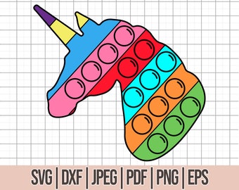 Pop It Unicorn Svg, Pop It Unicorn Svg - For Cutting machines, Cricut cut file, Layered Svg