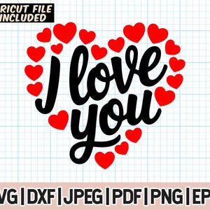 Kocham Cię SVG, Serce SVG, Walentynki Cricut File, Walentynki SVG, Serce Miłości SVG Png, natychmiastowe pobieranie cyfrowe