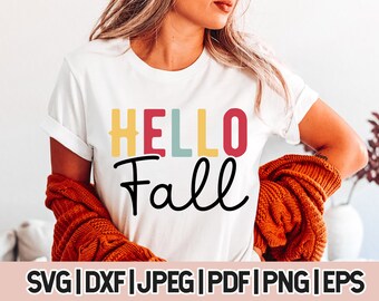 HELLO FALL SVG, Fall Shirt Png Cut File
