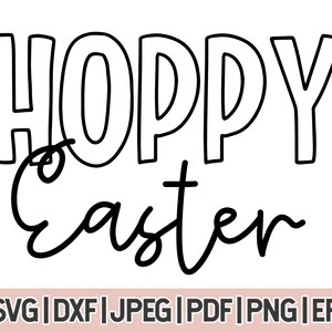 Hoppy Easter Svg, Happy Easter Svg, cursive Easter quote svg