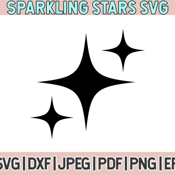 Sparkle Svg, Sparkling Stars Svg, Star Effect dxf, twinkle png, Glitter and glamour Effect png, Shiny clip art