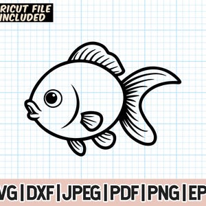 Goldfish Outline SVG, Goldfish SVG, Aquarium Fish Svg, Goldfish Clipart, Fish SVG
