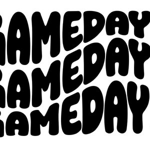 Game day Svg, Sports mom Svg, Gameday Gameday Gameday Svg, files for Cricut Design Space Silhouette Studio, Wavy Text Sports Png, Dxf