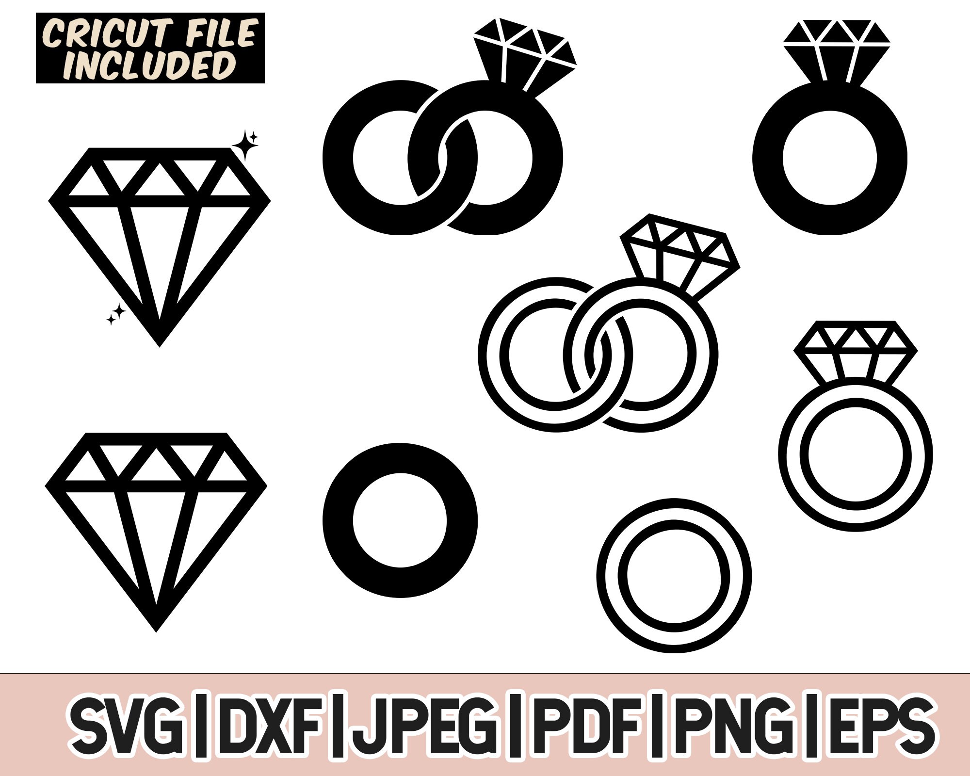 Wedding Ring Bundle Svg and Png, Ring SVG Cut File for Cricut and ...