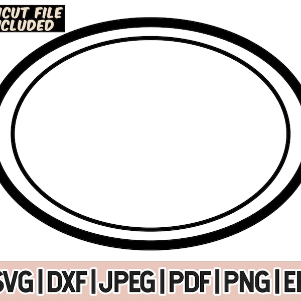 Oval Double Frame Svg And Png, Oval Monogram Vector Files, Oval Basic Shapes SVG Files, Oval Frame Clipart, Cut Files