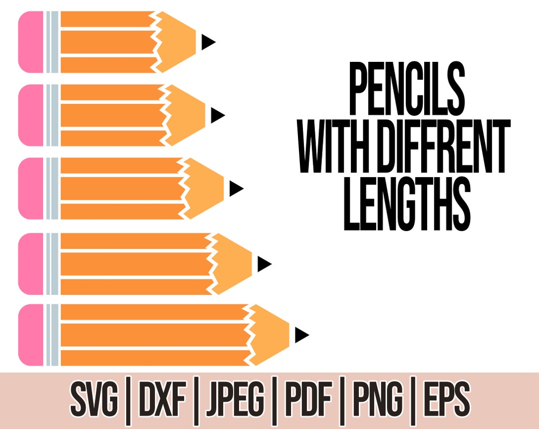 Pencils Svg Bundle Cut File, Pencil Variety of Lengths, Dxf PNG EPS - Etsy