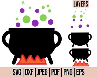 WITCH CAULDRON SVG - Clipart und Cut File, digitaler Download, kommerzielle Nutzung svg