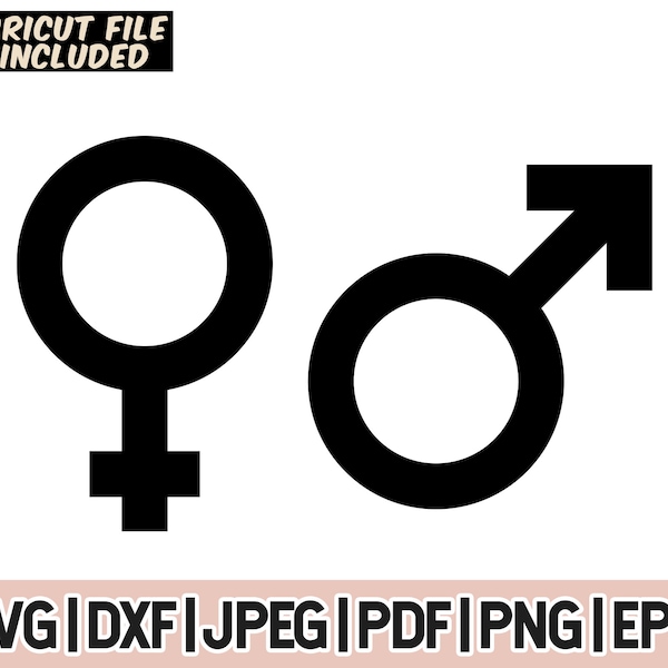 Male Female Gender Symbol Svg And Png, Black Female Venus Symbol and Male Mars Symbol, Sexes Signs, Genders