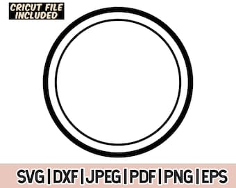 Circle Double Frame Svg And Png, Circle Basic Shapes SVG Files, Circle Frame Cut Files, Circle Monogram Vector Files, Round Frame Clipart