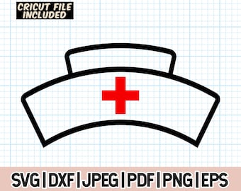 Sjuksköterskehatt SVG, sjuksköterska PNG, sjuksköterskehatt, sjuksköterskemössa PNG, medicinsk, läkare, sjuksköterskeliv svg, omedelbar nedladdning