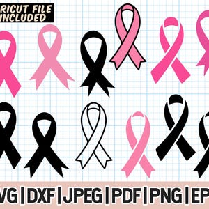 Awareness Ribbon SVG, Breast Cancer Ribbon SVG,  Breast Cancer Ribbon Bundle SVG, Survivor Ribbon Svg, File For Cricut, Dxf, Png, Svg