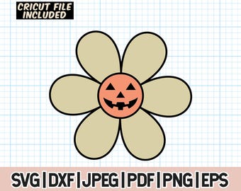 Pumpkin Flower SVG, Jack-o-lantern flower png, Spooky flower svg
