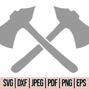 May include: Two gray crossed axes, a symbol of strength and power.