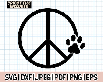 Paw Print Peace Sign Svg, Dog Paw peace love Svg, Cat Paws Png, Animal Paws Dxf, Paw Print Clipart, Cricut, Cameo, Paws Vector