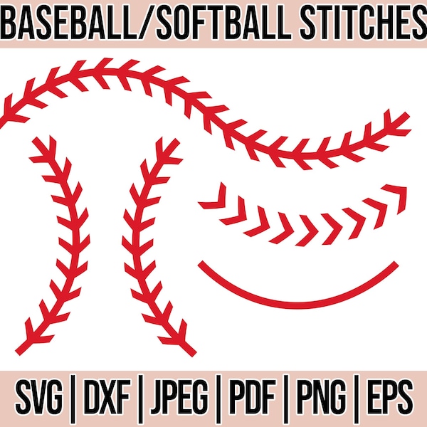 Baseball/Softball Stitches bundle SVG, Baseball laces SVG, Digital Download for Cricut, Silhouette,(includes svg/png/dxf file formats)