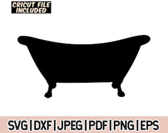 Clawfoot Tub Svg, Bath Tub Svg file instant download