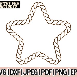 Rope Star Svg, Star Rope Frames SVG, Star Rope Border,star Shape Cut ...