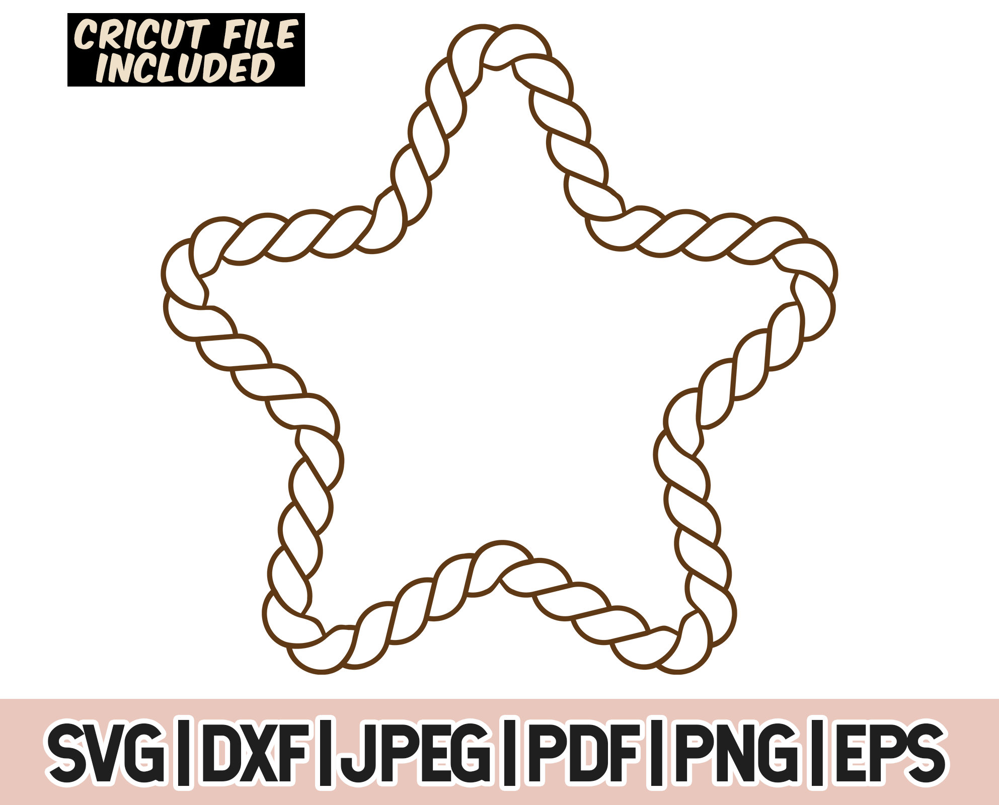 Star Rope Rope Star Svg, Star Rope Frames SVG, Star Rope Border,star Shape Cut ...