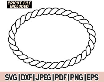 Oval rope border svg, Rope Oval Svg, Oval Rope Clipart, Oval Rope Border Png, Rope Border Dxf, cut file for cricut and silhouette