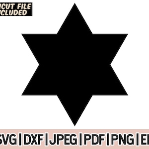 6 punt ster Svg en Png, zes punts hexagram symbool, vorm clipart