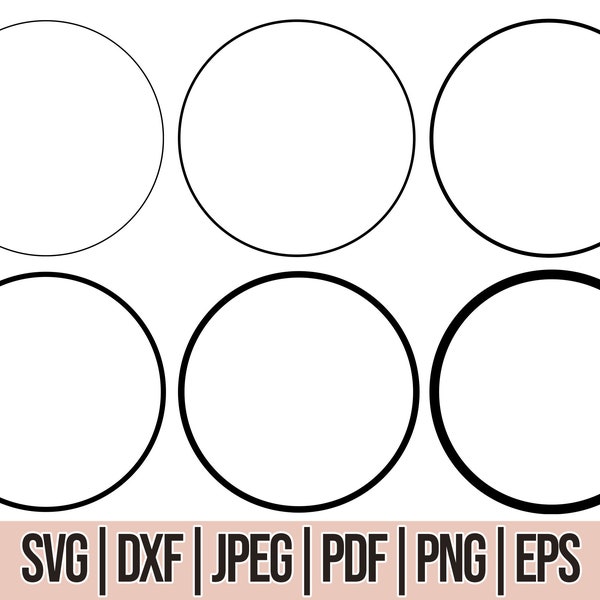Circles Different Stroke Widths Bundle Pack, Circle frames svg, File for Cricut & Silhouette files