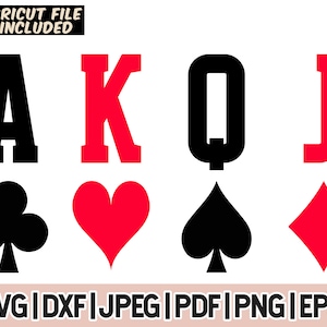 Card Suits Svg, Playing Card Suits Digital Download for Cricut, Silhouette, Glowforge, svg png eps dxf