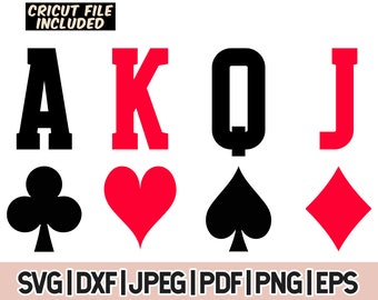 Card Suits Svg, Playing Card Suits Digital Download for Cricut, Silhouette, Glowforge, svg png eps dxf