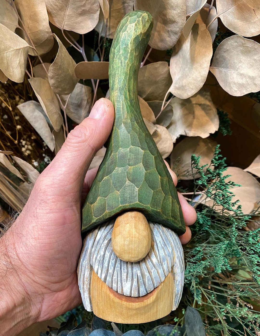 Hand Carved Wood Gnome Figurine - Unique Folk Art Year Round Decor - Etsy