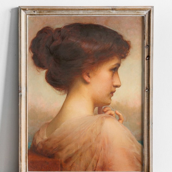 Sappho, Female Profile Victorian Art, Fine Art Print, Greek Poetess from Lesbos, Etienne Adolphe Piot, Classical Beautiful Woman