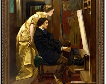 The Painter and His Model, Alfred Stevens, High Quality Fine Art Print, Art Nouveau, Victorian Painting, An Artist in His Studio