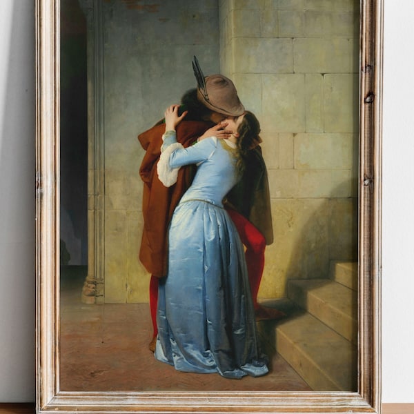 The Kiss, Francesco Hayez, High Quality Art Print, Romanticism, Medieval, Lovers, Italian