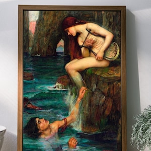The Siren, John William Waterhouse, Pre Raphaelite, Art Nouveau High Quality Art Print, Waterhouse Print, Waterhouse Painting, Mermaid