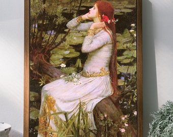 Ophelia Art Print, J.W. Waterhouse Painting, Pre-Raphaelite Fine Art