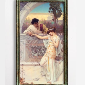 Romantic Antique Vintage Painting, Greek or Roman Couple, John William Godward, High Quality Art Print, Classical Greco-Roman Inspired Art