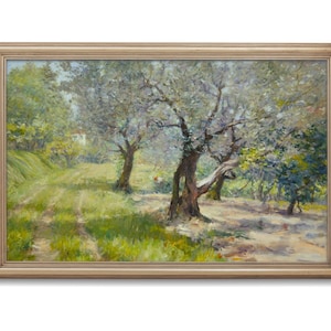Olive Trees Impressionist Antique Painting, William Merrit Chase, High Quality Fine Art Print, Sunny Landscape with Olive Grove