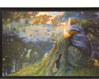 Twilight Fantasies, Victorian Fairy Painting, Edward Robert Hughes, Fine Art Print, Magical Woodland Painting, Magical Night Fairy Art