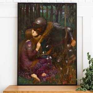 La Belle Dame Sans Merci, John William Waterhouse, Pre Raphaelite, Art Nouveau High Quality Art Print, Knight and Maiden, Romantic Art