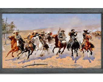 Frederic Remington Cowboys Art Print, Vintage Western Painting, Gunslingers on Horseback